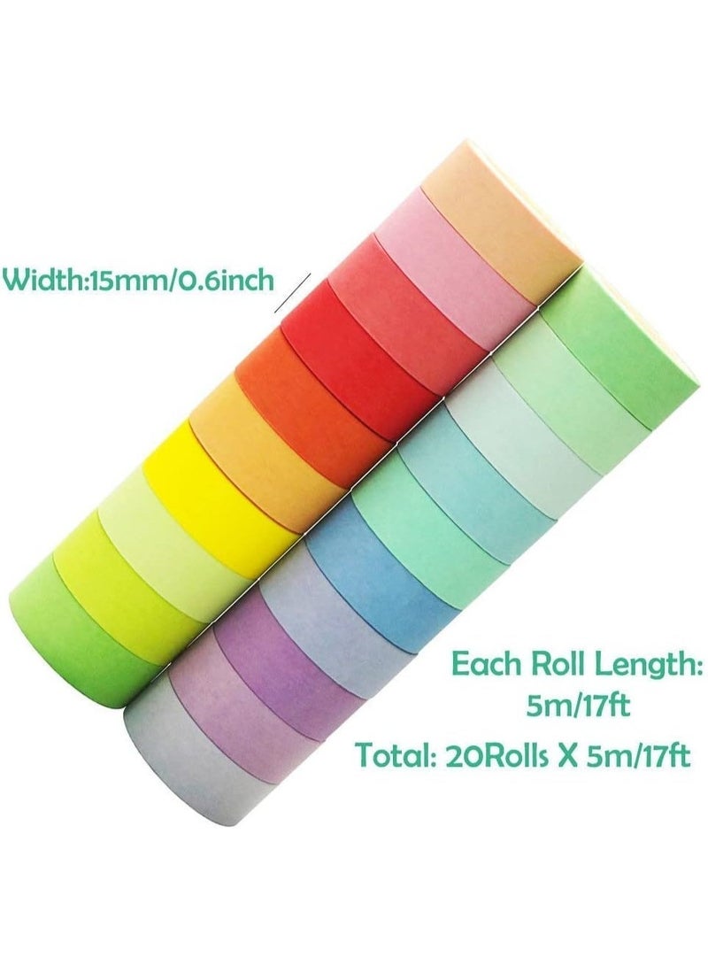 ChicAbode 20 لفة متعددة الألوان ورقة الشريط مجموعة - 15 ملم واسعة ديكور اخفاء الشريط ، سجل ، ألبوم الصور ، والجدول الزمني ، ديي ، هدية التفاف . - Image 2